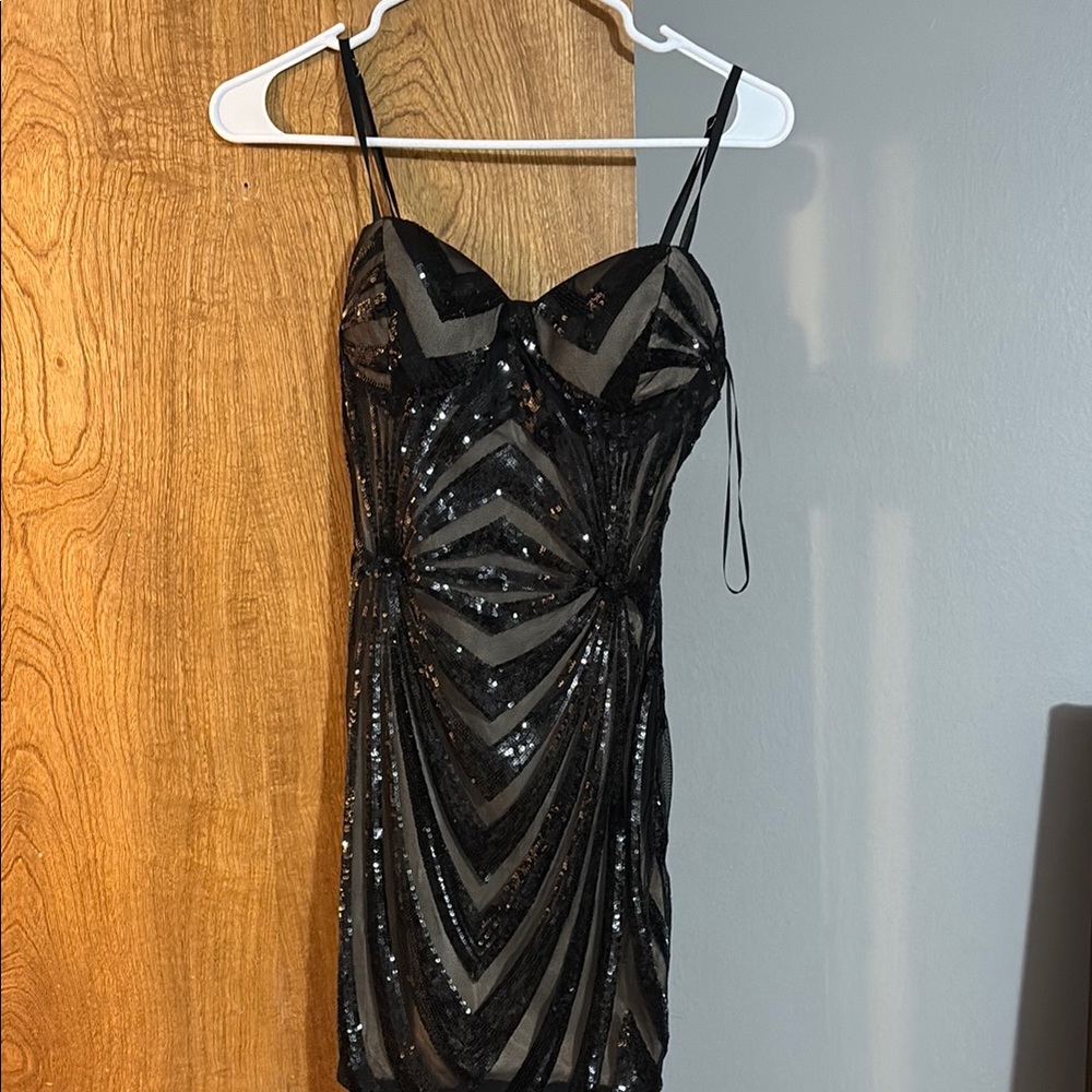 Privy Black Bodycon Mini Dress Spaghetti Strap